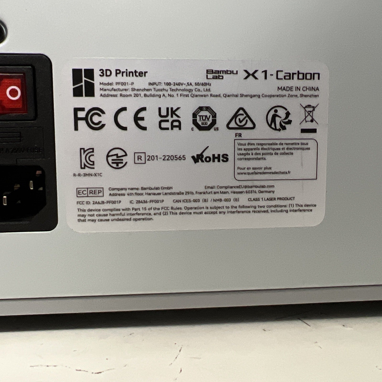Bambu Lab X1C 3D Printer - Silver 3D Printing Machine - 57 Hours