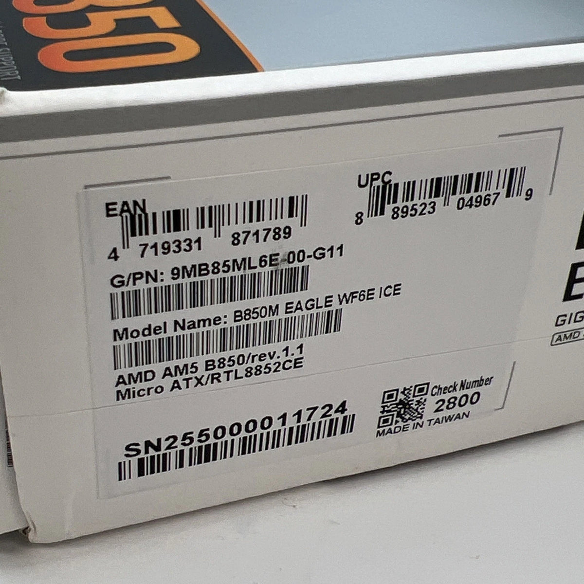 GIGABYTE B850M EAGLE WIFI6E ICE (Socket AM5) AMD B850 Micro-ATX DDR5 Wi-Fi
